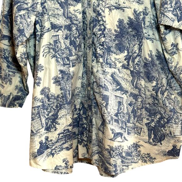 Victorian Classics by Nancy Charlot Medium Blue White Toile Print Sleep Shirt - Picture 4 of 9